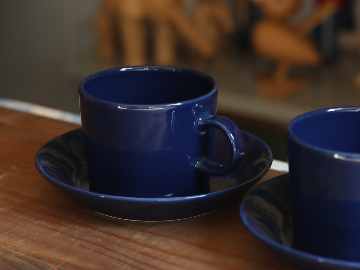 Arabia Teema Tea Cup & Saucer Blue / Kaj Franck｜FINLAND