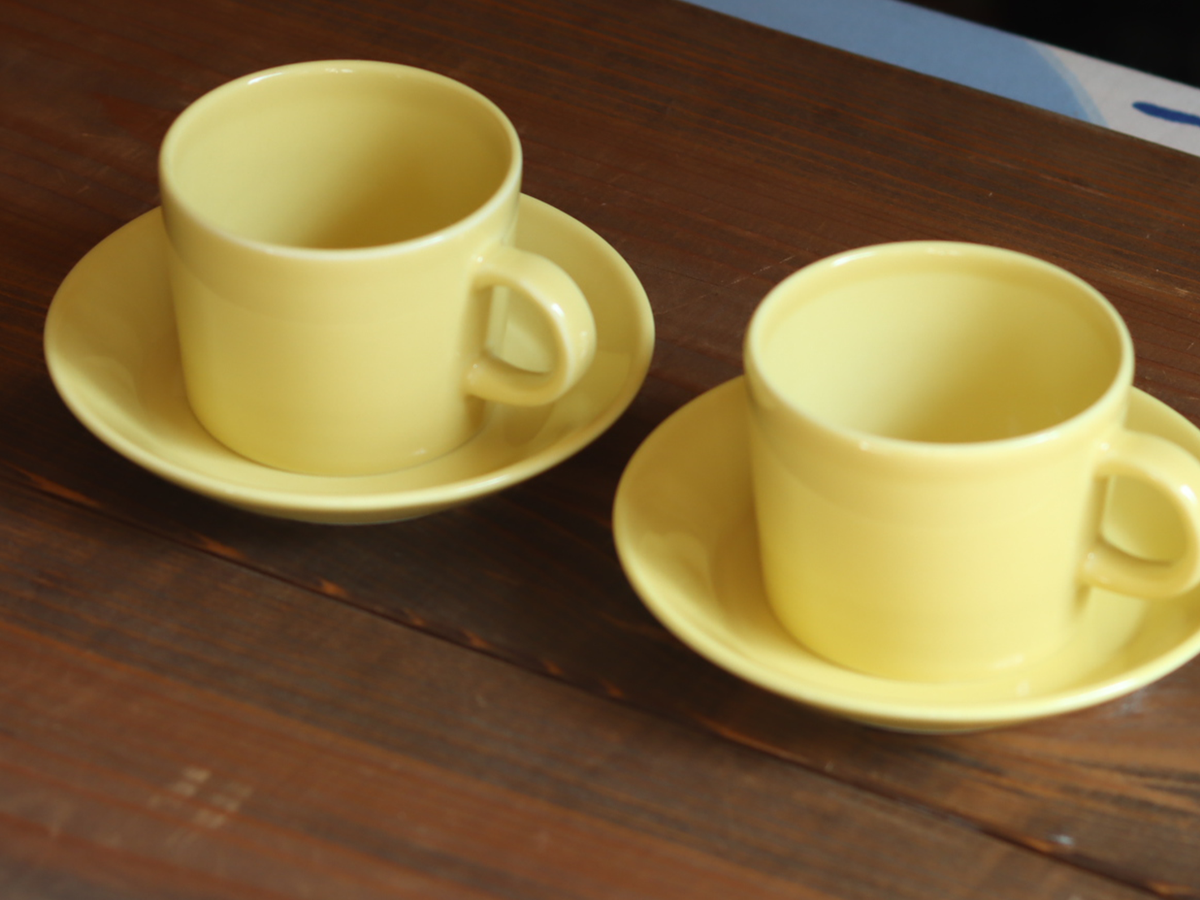 Arabia Teema Coffee Cup & Saucer 1.5dl Yellow / Kaj Franck｜FINLAND