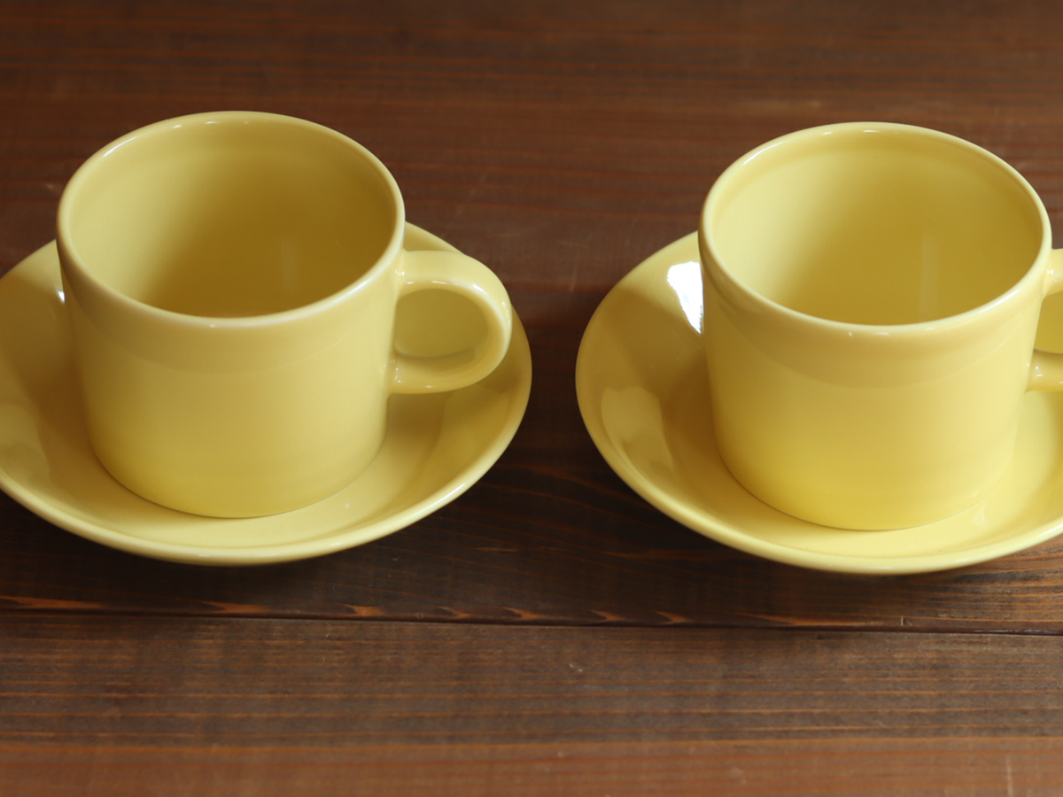 Arabia Teema Coffee Cup & Saucer 1.5dl Yellow / Kaj Franck｜FINLAND
