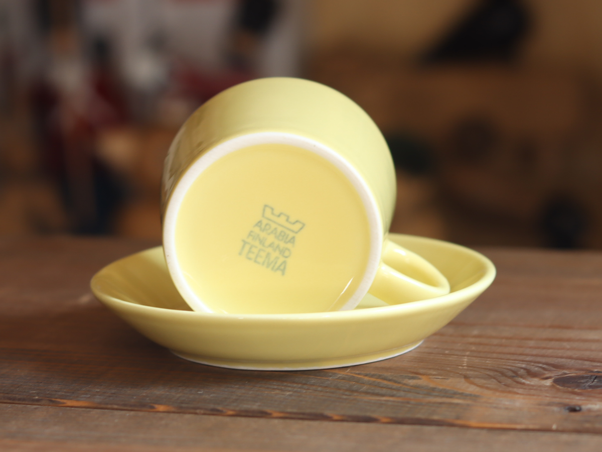 Arabia Teema Coffee Cup & Saucer 1.5dl Yellow / Kaj Franck｜FINLAND