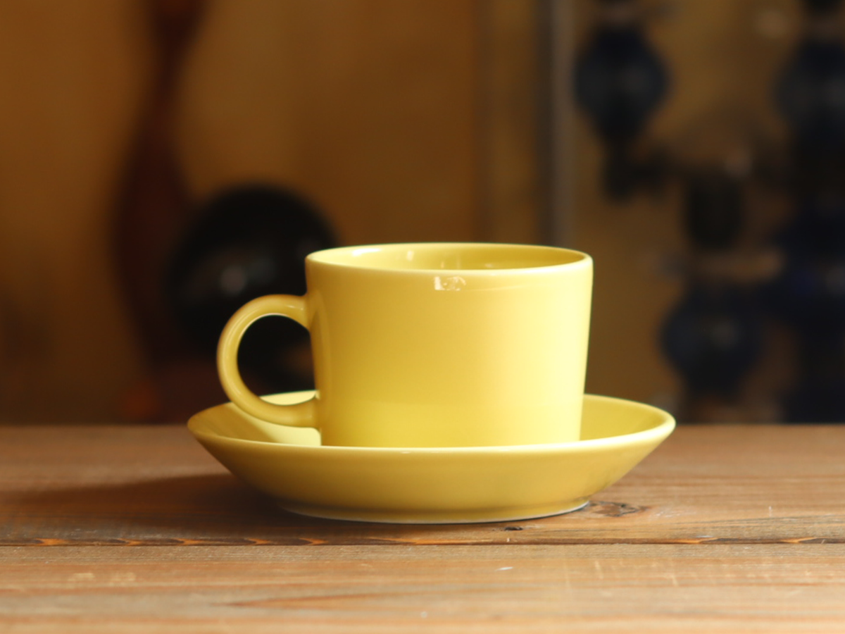 Arabia Teema Coffee Cup & Saucer 1.5dl Yellow / Kaj Franck｜FINLAND