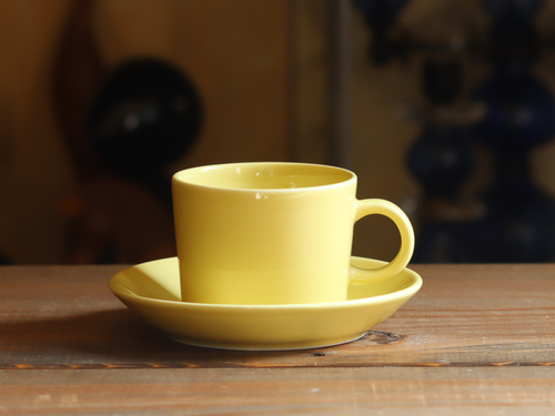 Arabia Teema Coffee Cup & Saucer 1.5dl Yellow / Kaj Franck｜FINLAND