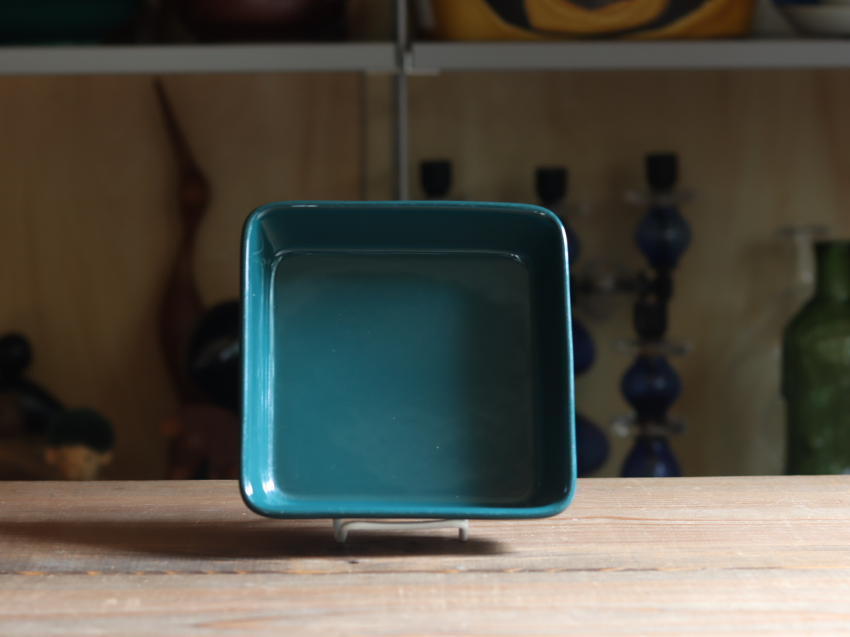 Arabia Teema Square Dish 15cm Green / Kaj Franck｜FINLAND