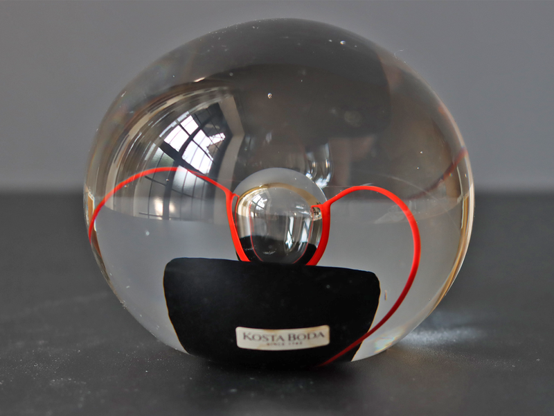 Kosta Boda （コスタ・ボダ） Bertil Vallien（バーティル・ヴァリーン） Crystal Fantasy（クリスタルファンタジー）ball red line │ 北欧 スウェーデン ヴィンテージ ガラスアート ボール
