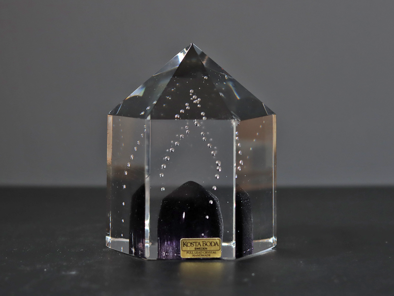 Kosta Boda （コスタ・ボダ） Bertil Vallien（バーティル・ヴァリーン） Crystal Fantasy（クリスタルファンタジー）purple hexagon 98547 │ 北欧 スウェーデン ヴィンテージ ガラスアート 六角形