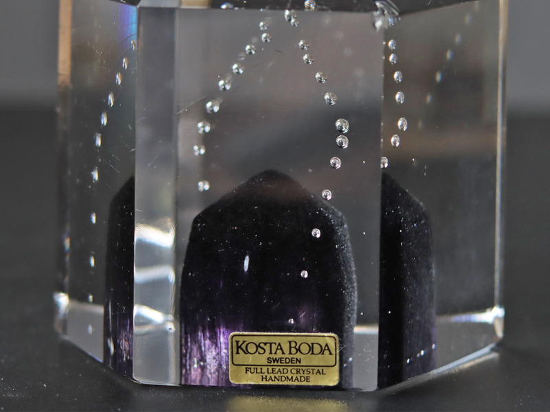 Kosta Boda （コスタ・ボダ） Bertil Vallien（バーティル・ヴァリーン） Crystal Fantasy（クリスタルファンタジー）purple hexagon 98547 │ 北欧 スウェーデン ヴィンテージ ガラスアート 六角形