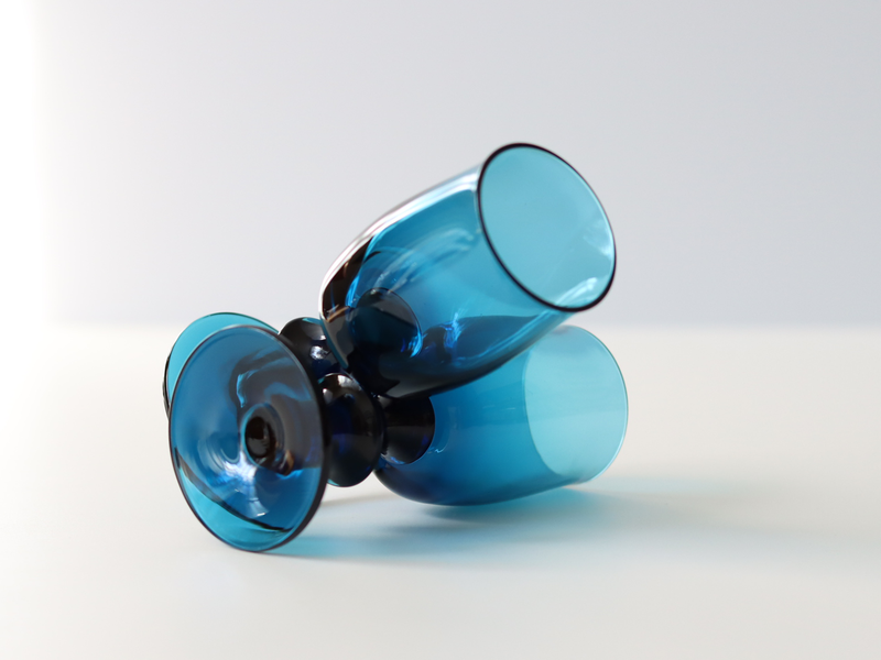 Kosta Boda （コスタ・ボダ） Bertil Vallien（バーティル・ヴァリーン） liqueur glass blue  │ 北欧 スウェーデン ヴィンテージ リキュールグラス