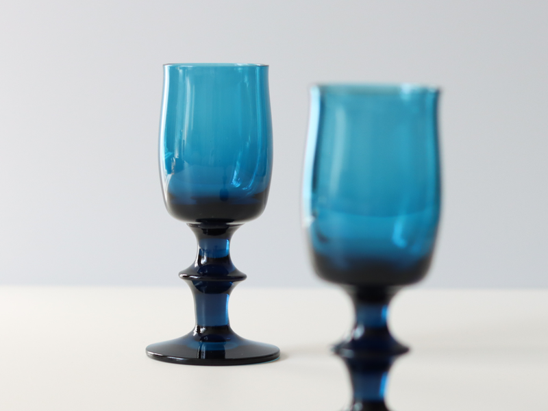 Kosta Boda （コスタ・ボダ） Bertil Vallien（バーティル・ヴァリーン） liqueur glass blue  │ 北欧 スウェーデン ヴィンテージ リキュールグラス