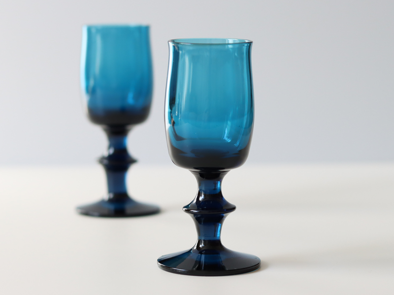 Kosta Boda （コスタ・ボダ） Bertil Vallien（バーティル・ヴァリーン） liqueur glass blue  │ 北欧 スウェーデン ヴィンテージ リキュールグラス