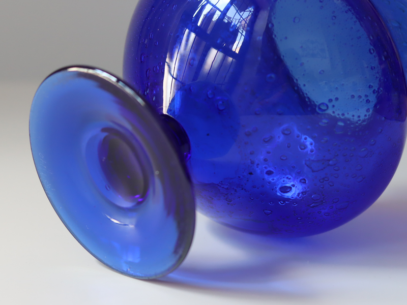 Boda （ボダ）Erik Höglund（エリック・ホグラン）foot vase blue H15cm 2079 │ 北欧 スウェーデン ヴィンテージ ガラスベース 花瓶