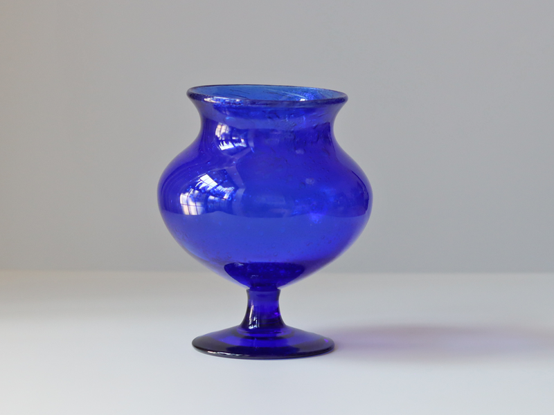 Boda （ボダ）Erik Höglund（エリック・ホグラン）foot vase blue H15cm 2079 │ 北欧 スウェーデン ヴィンテージ ガラスベース 花瓶