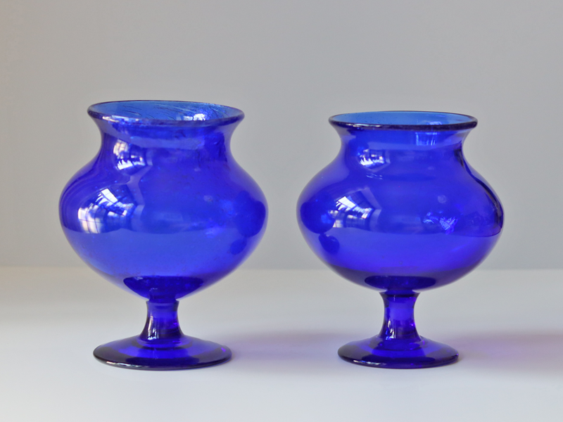 Boda （ボダ）Erik Höglund（エリック・ホグラン）foot vase blue H15cm 2079 │ 北欧 スウェーデン ヴィンテージ ガラスベース 花瓶