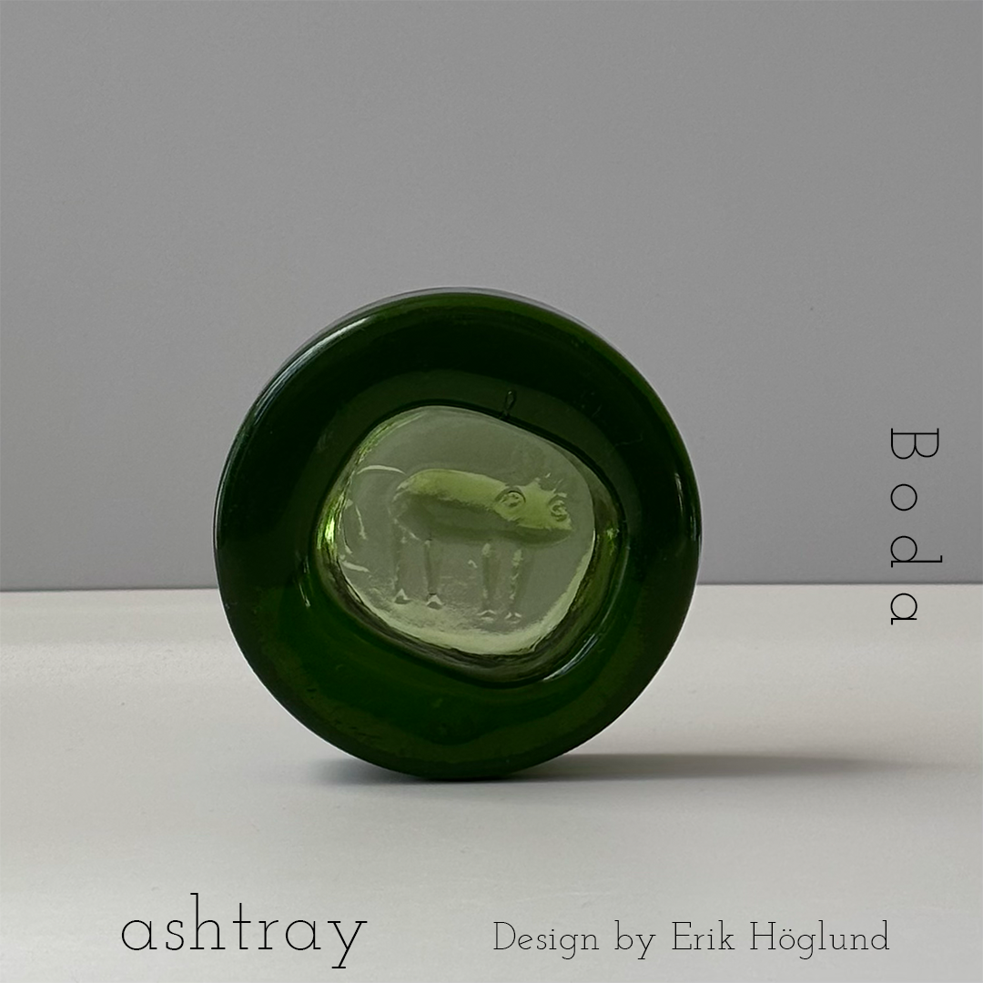 Boda （ボダ）Erik Höglund（エリック・ホグラン）ashtray green cat │ 北欧 スウェーデン ヴィンテージ アッシュトレイ 猫 グリーン ガラス 1776
