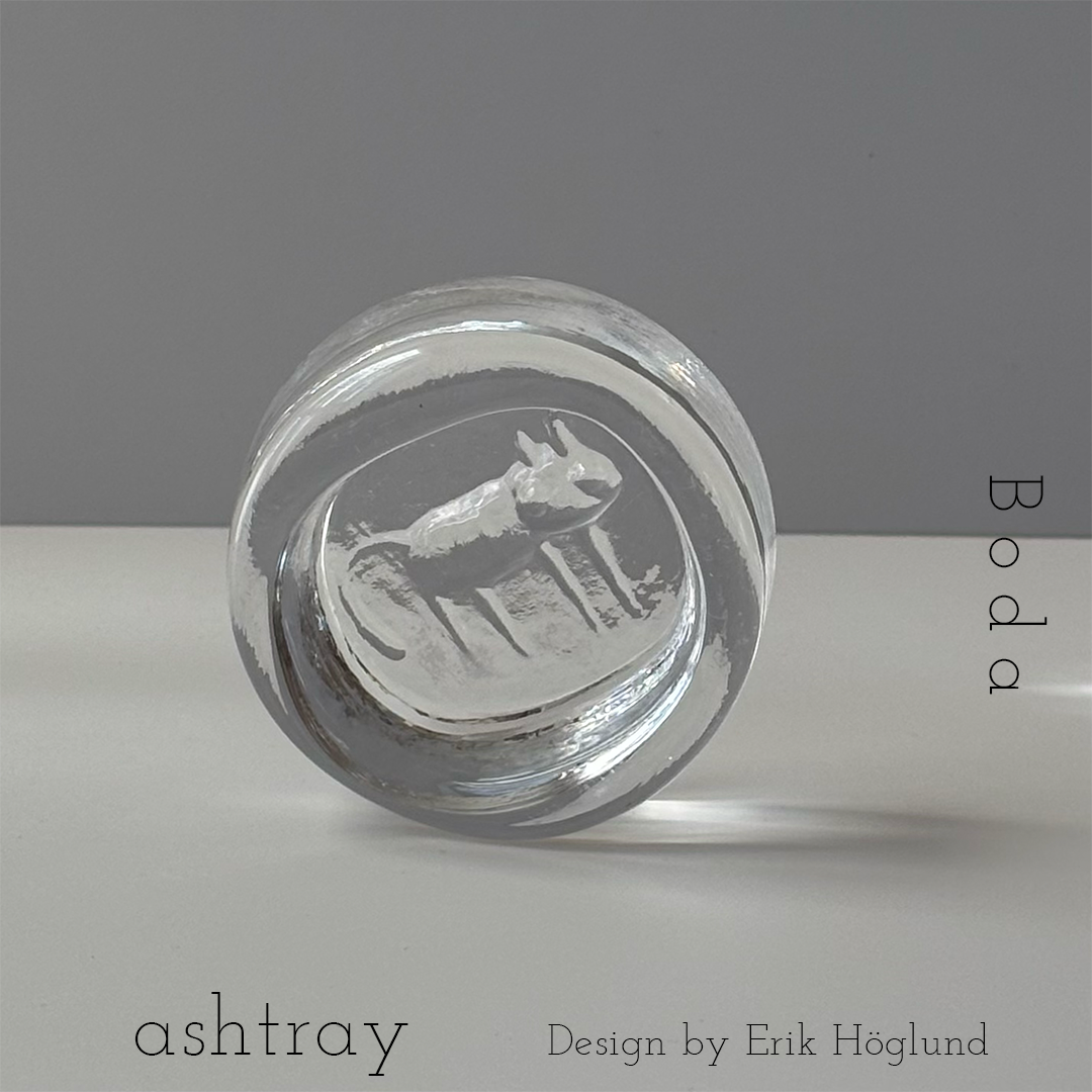 Boda （ボダ）Erik Höglund（エリック・ホグラン）ashtray clear cat │ 北欧 スウェーデン ヴィンテージ アッシュトレイ 猫 クリア ガラス 1778