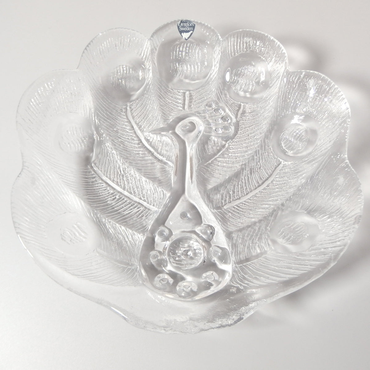 【北欧 スウェーデン ヴィンテージ】Orrefors （オレフォス） glass plate peacook