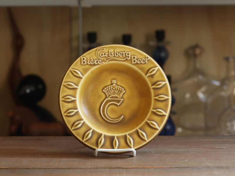 Eslau Carlsberg ビール 広告 アッシュトレイ 灰皿 黄土色 陶磁器 北欧ヴィンテージ デンマーク