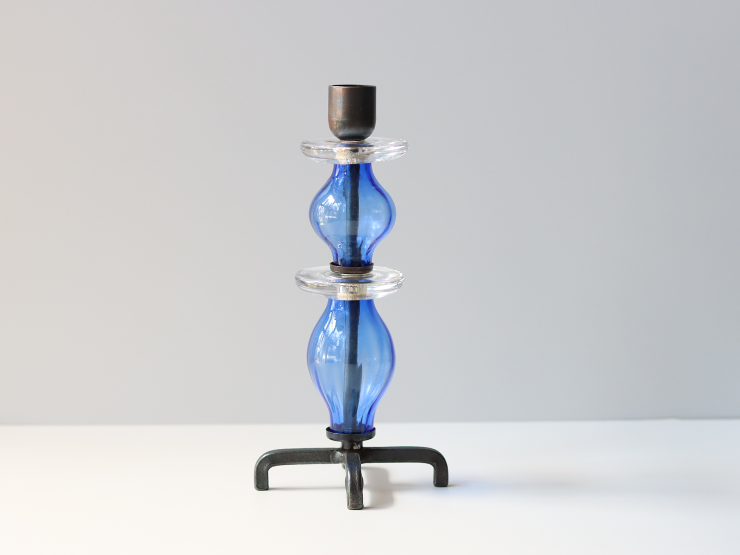 Boda （ボダ）Erik Höglund（エリック・ホグラン）candle stand blue │ 北欧 スウェーデン ヴィンテージ キャンドルスタンド ブルー ガラス