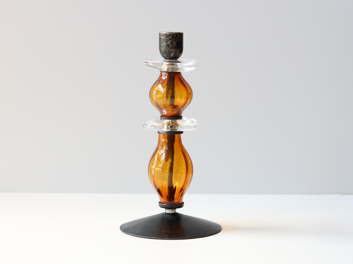 Boda （ボダ）Erik Höglund（エリック・ホグラン）candle stand amber │ 北欧 スウェーデン ヴィンテージ キャンドルスタンド ガラス/アイアン