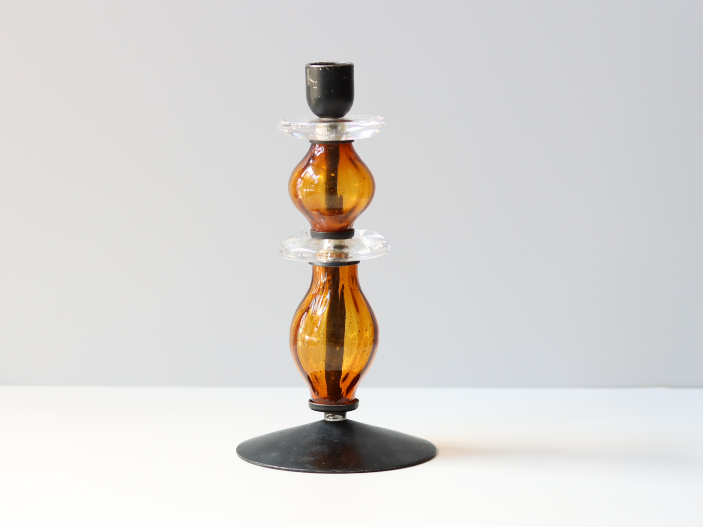 Boda （ボダ）Erik Höglund（エリック・ホグラン）candle stand amber │ 北欧 スウェーデン ヴィンテージ キャンドルスタンド ガラス/アイアン