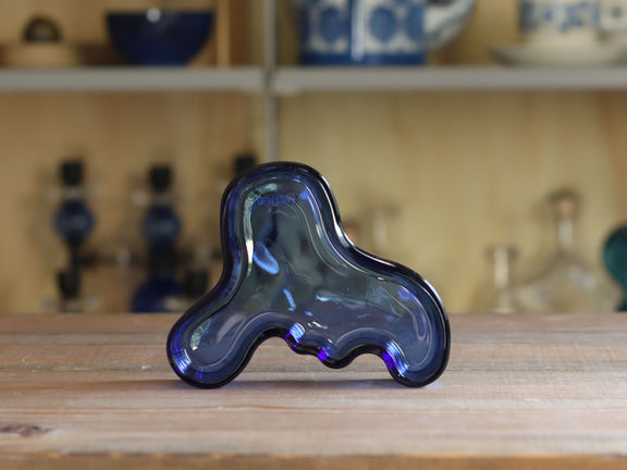 iittala Alvar Aalto アアルト ウルトラマリンブルーの波型ガラスディッシュ M フィンランド 北欧ヴィンテージ