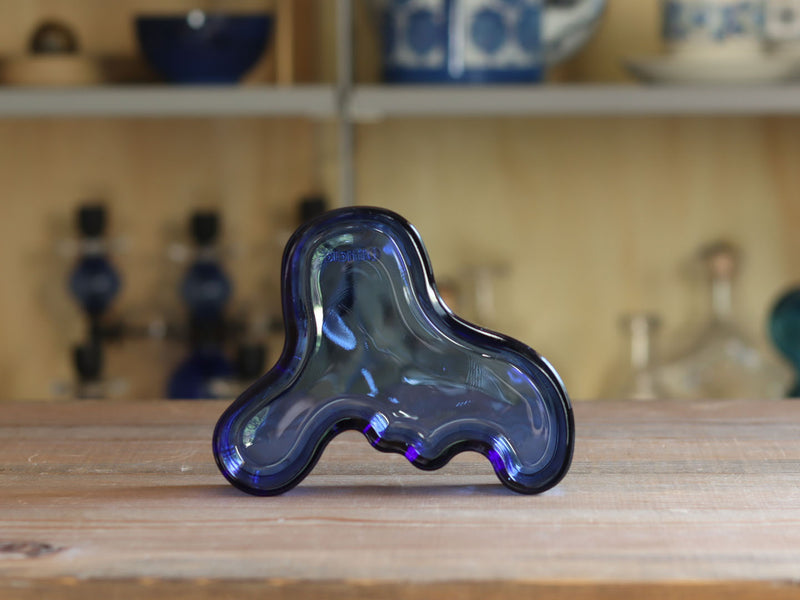 iittala Alvar Aalto アアルト ウルトラマリンブルーの波型ガラスディッシュ M フィンランド 北欧ヴィンテージ