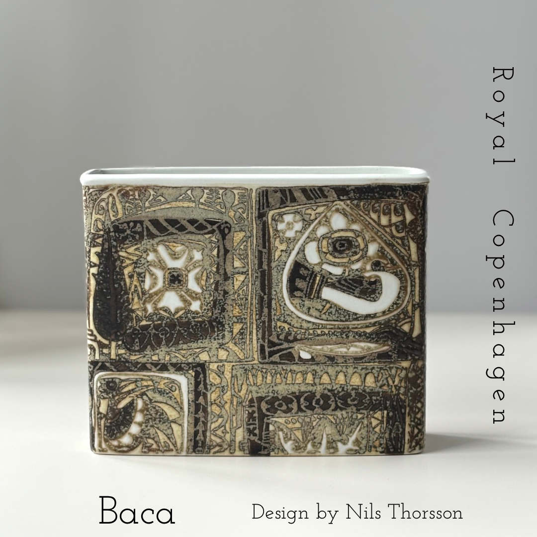Royal copenhagen （ロイヤルコペンハーゲン） Baca （バッカ）square vase fish │ 北欧ヴィンテージ デンマーク 花瓶 陶磁器