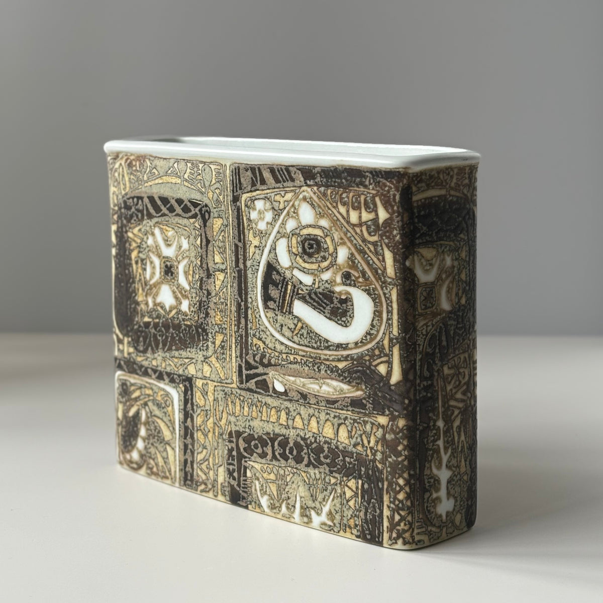 Royal copenhagen （ロイヤルコペンハーゲン） Baca （バッカ）square vase fish │ 北欧ヴィンテージ デンマーク 花瓶 陶磁器