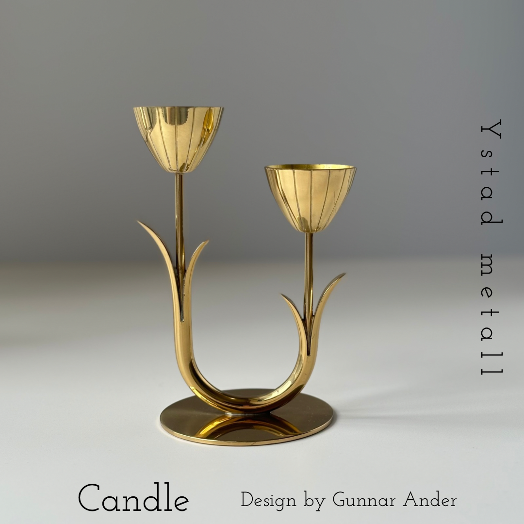 【北欧 スウェーデン ヴィンテージ】Ystad metall （イースタッド・メタル） candle stand tulip brass