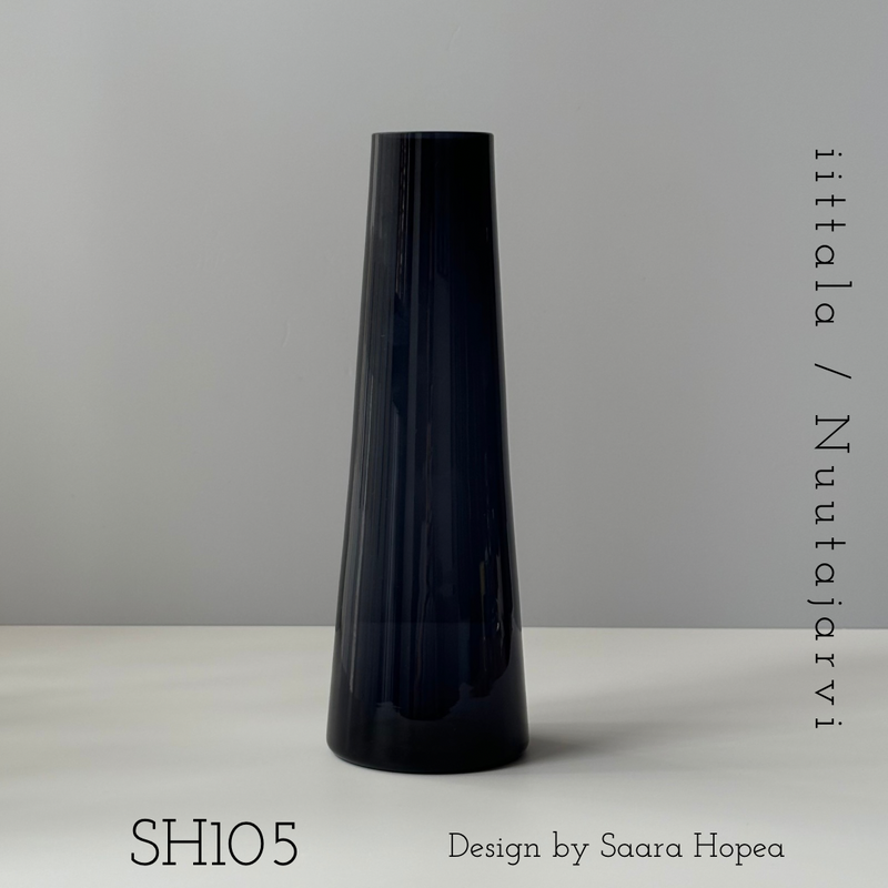 Nuutajarvi（ヌータヤルヴィ） Saara Hopea（サーラ・ホペア）SH105 flower vase blue-gray │ 北欧 フィンランド ヴィンテージ 花瓶 ブルーグレー ガラス