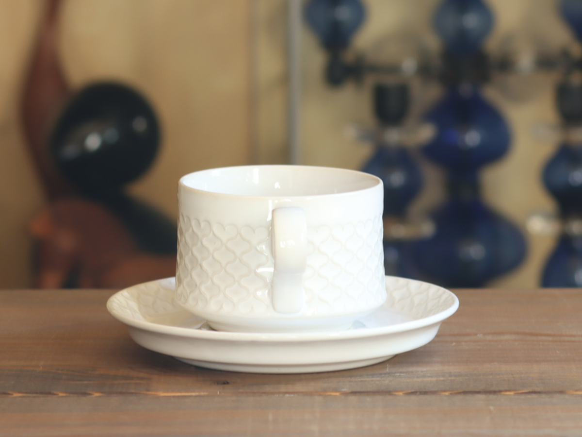 Jens H. Quistgaard Cordial Palet Cup & Saucer White｜DENMARK
