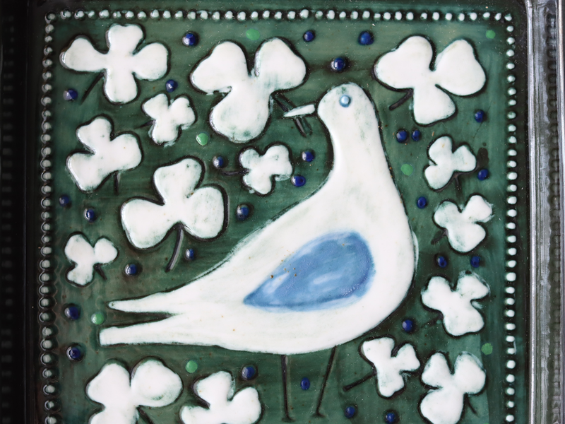 Rörstrand（ロールストランド） Sylvia Leuchovius Brid wall plate 94/800 │ 北欧 スウェーデン ヴィンテージ 鳥の陶板 ウォールプレート